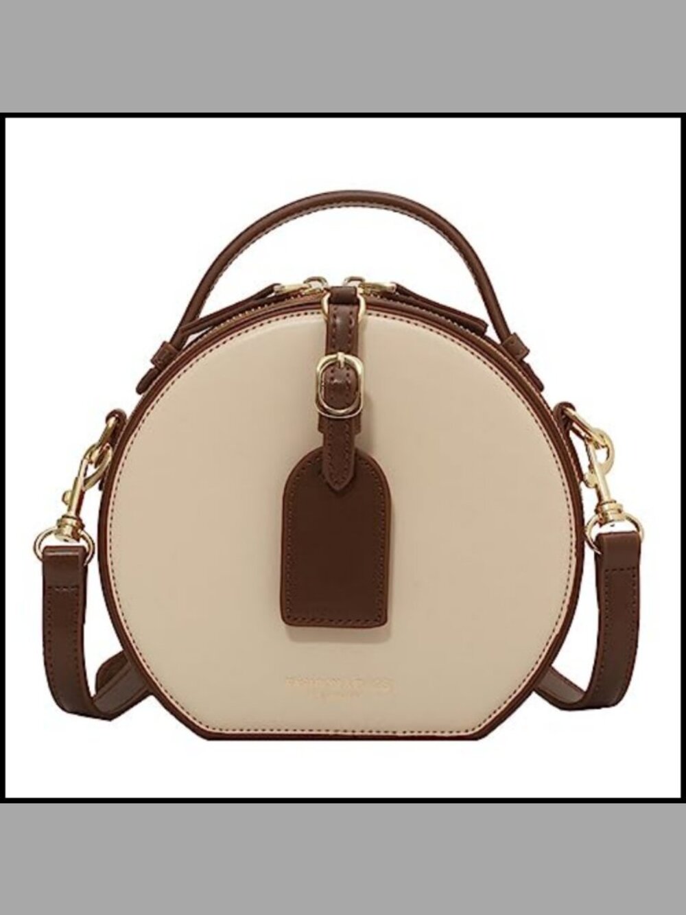 PU Leather Retro Round Crossbody Bag Kiss Lock Clutch Top Handle 2 Straps
